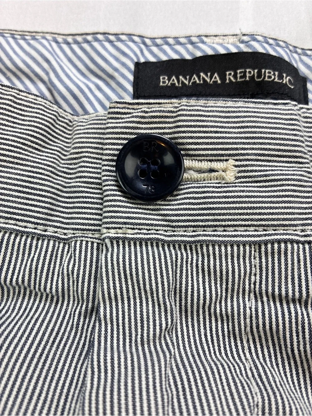 Banana Republic Bermuda Flat-Front Shorts Dark Navy/White stripes